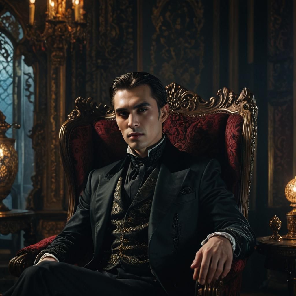 Eurasian Vampire in Victorian Armchair: Gothic Realism