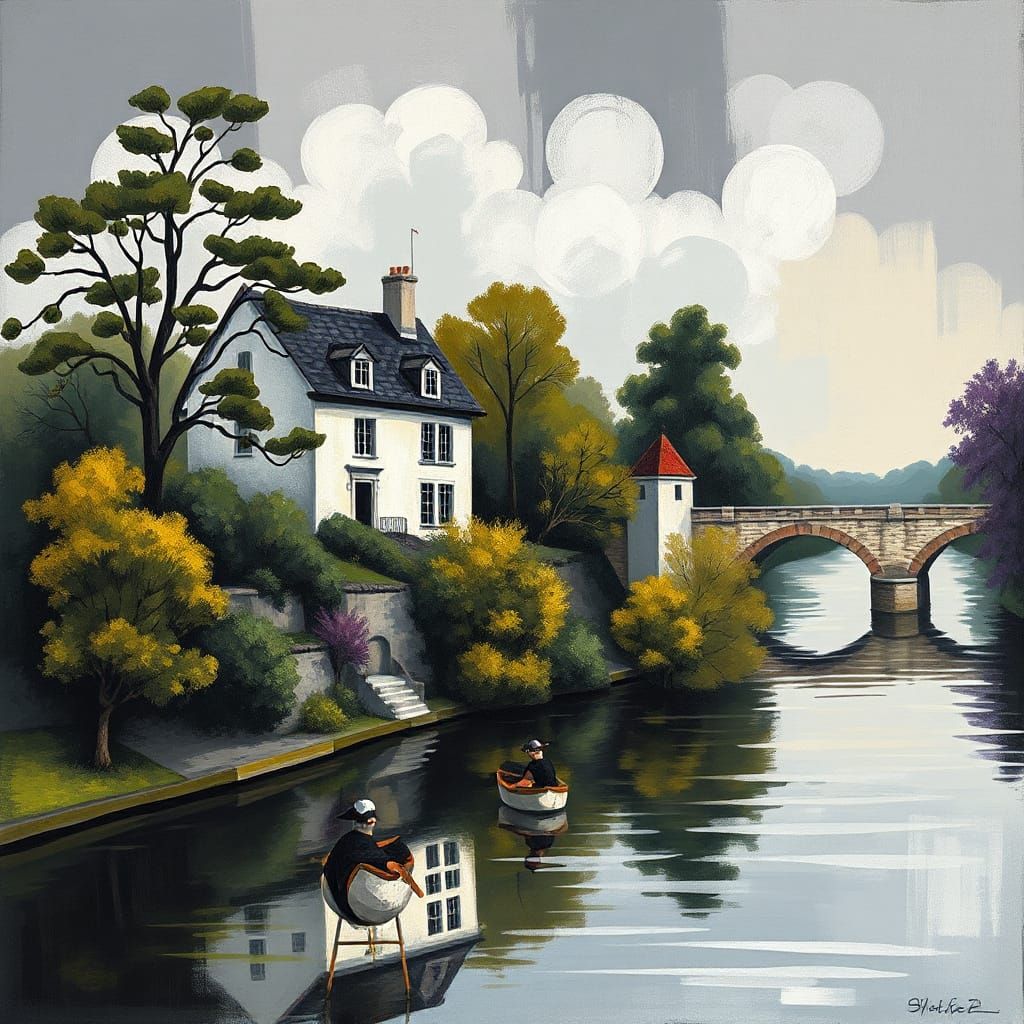 Riverside Home in Cubist Style