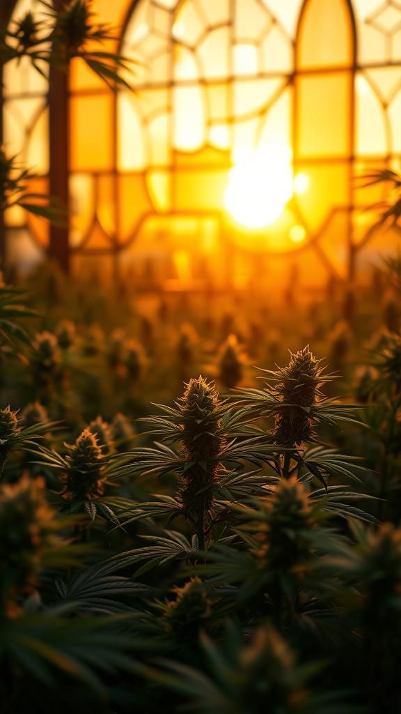 Lush Marijuana Field in Stained Glass Window