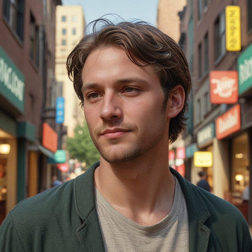 Hyper Realistic Portrait of a Handsome Man in Contemplation