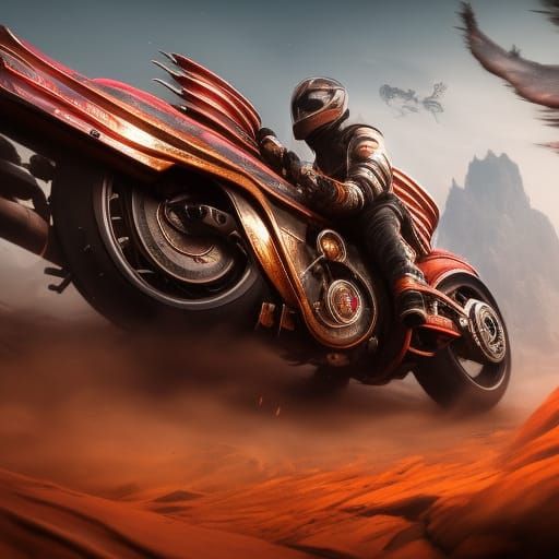 Fantastical Motorcycle Concept Art in Deep Color