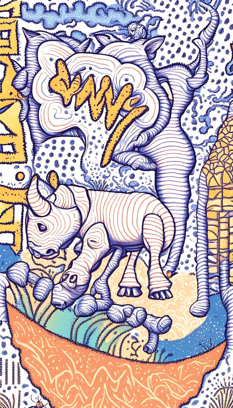 Hypnotic Rhino and Insect Dazzle Pattern