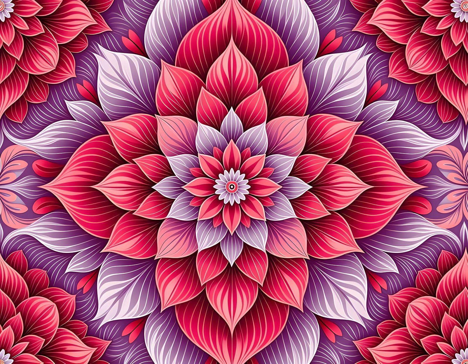 Abstract Zentangle Floral Fractal Pattern