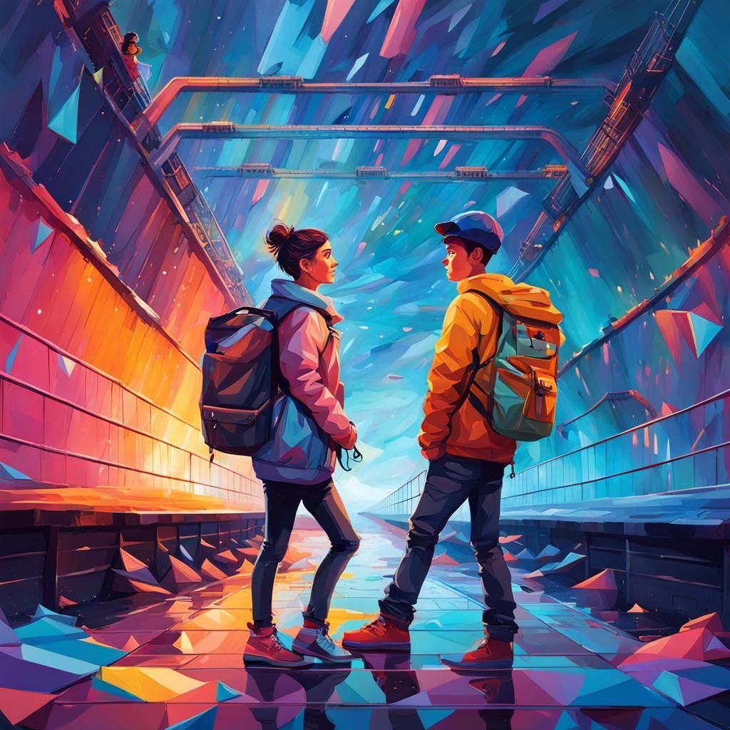 A couple on a futurist ship