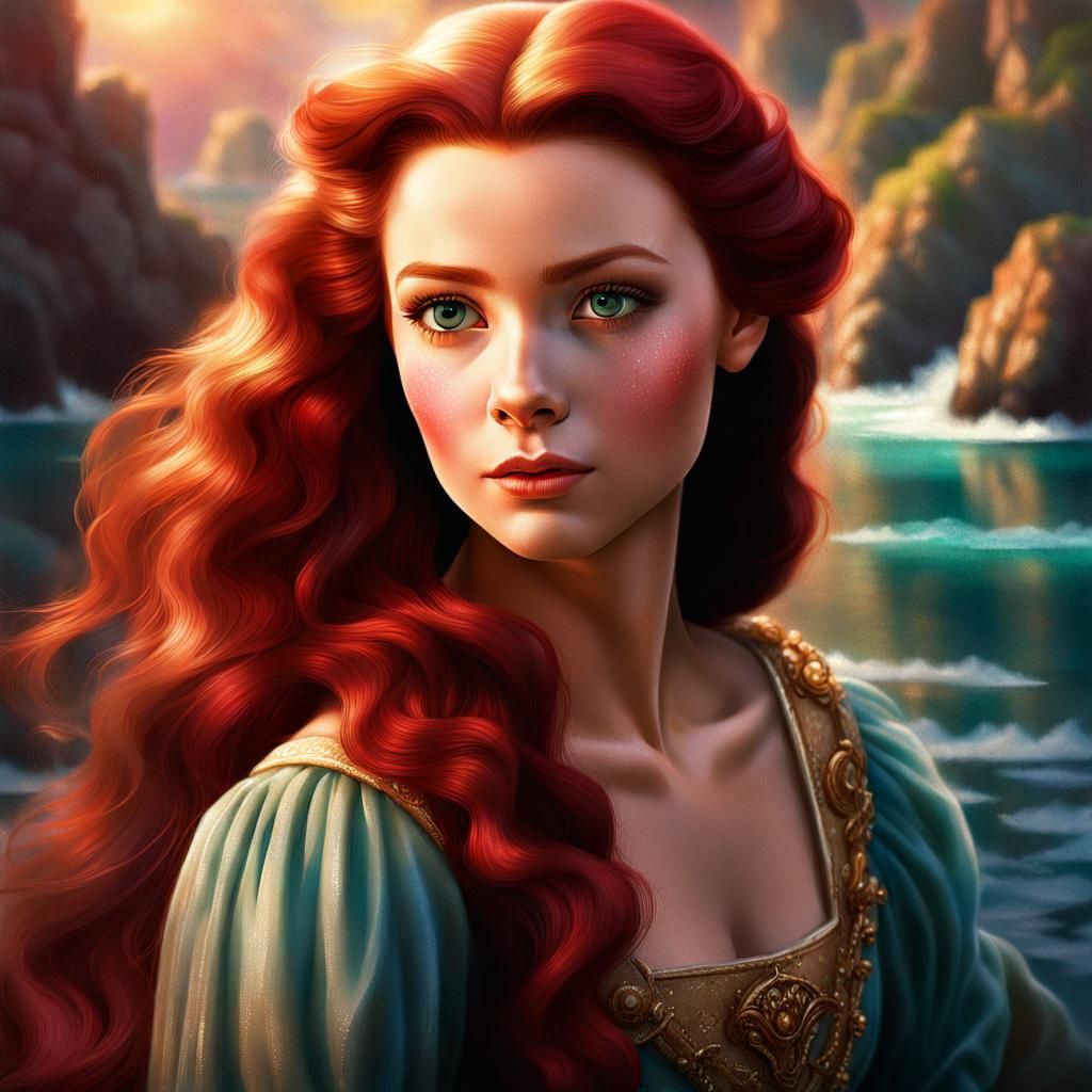 Hyperrealistic Portrait of Red-Haired Princess