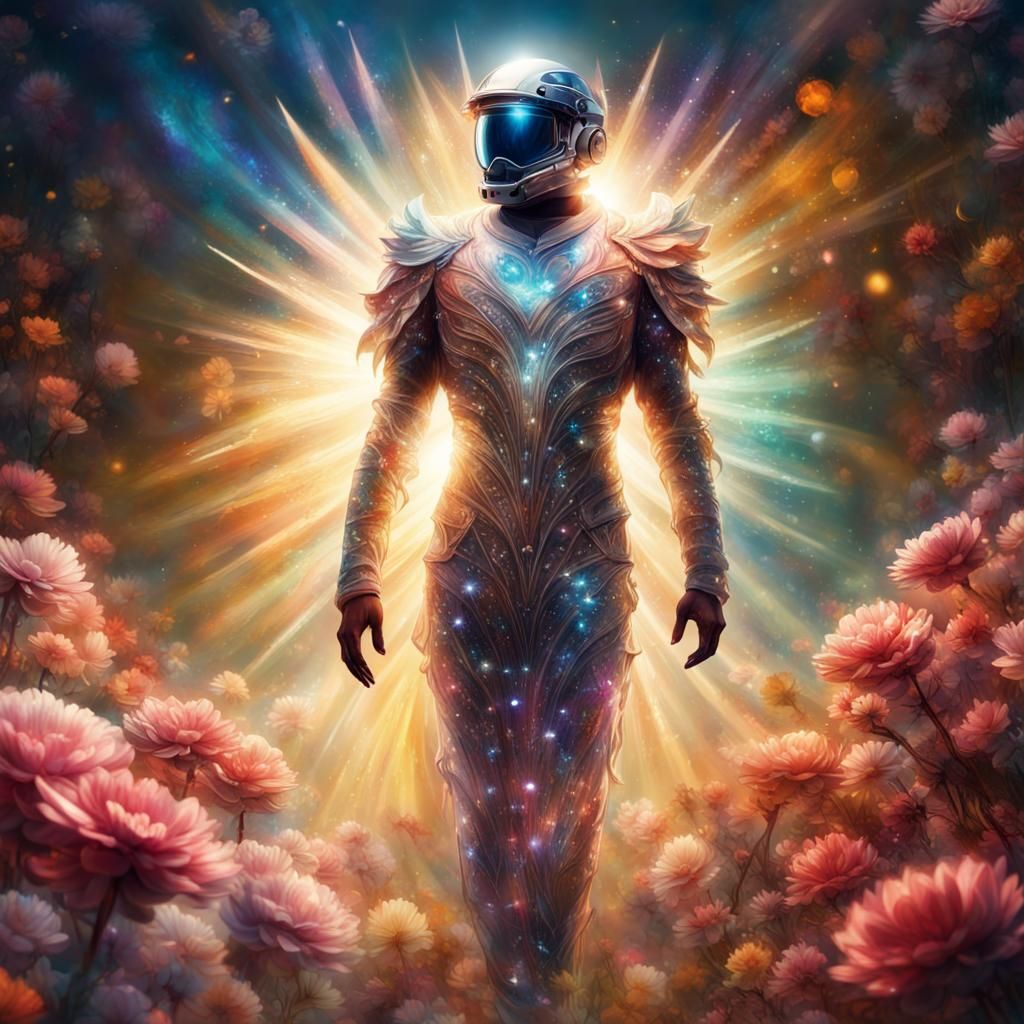 Man in Jeweled Suit with Halo Effect