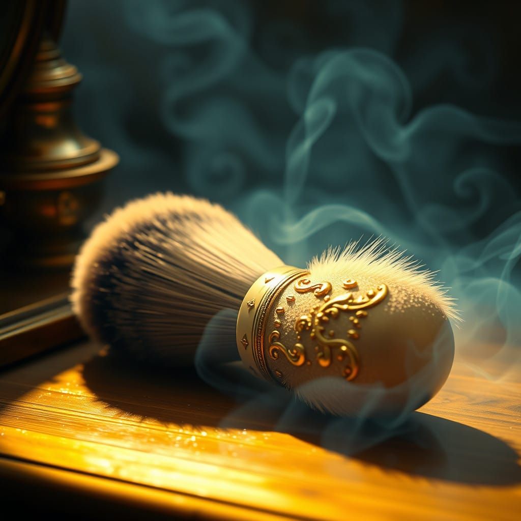 Luxurious Shaving Brush Adorned with Golden Filigree