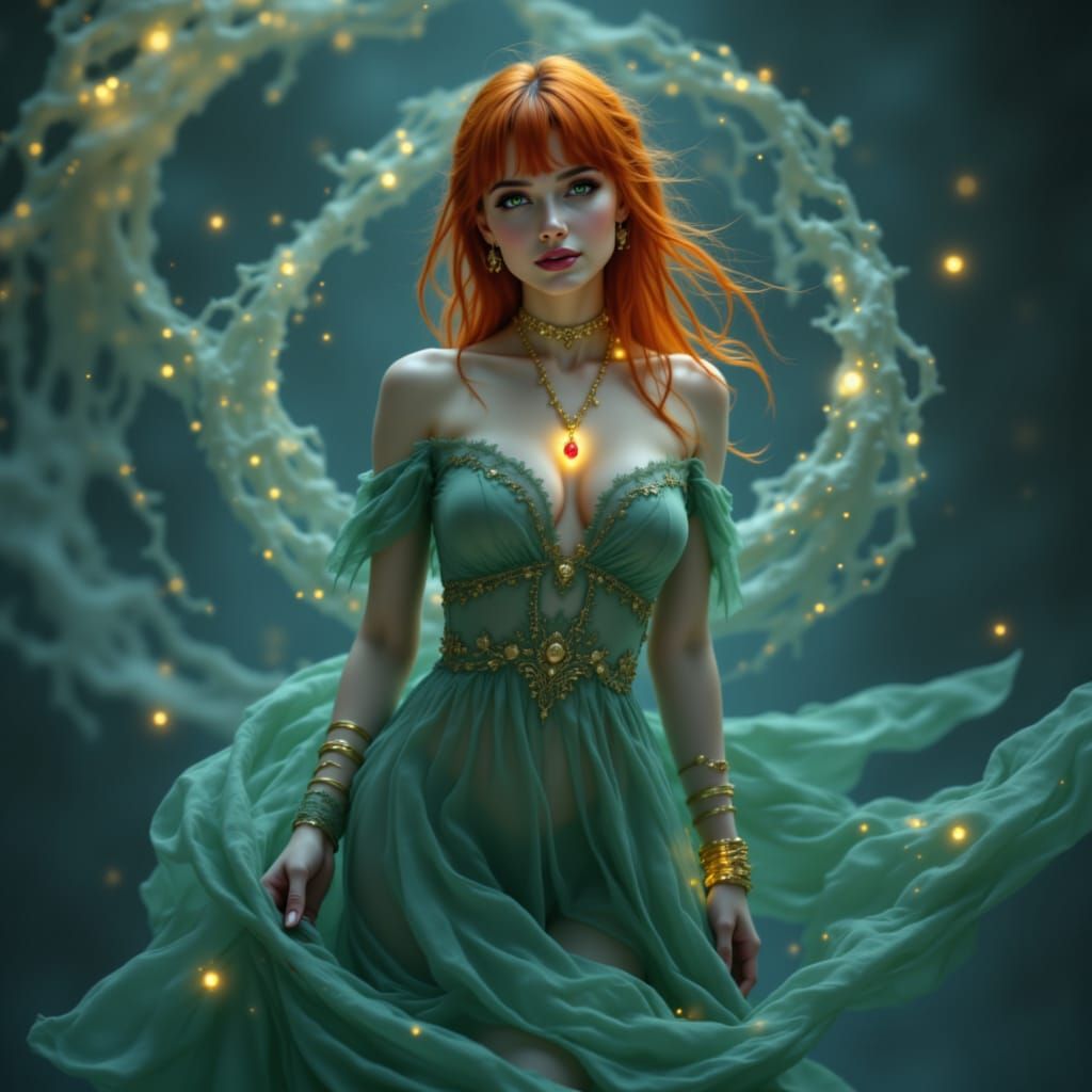 Celestial Goddess Caught in Ethereal Vortex