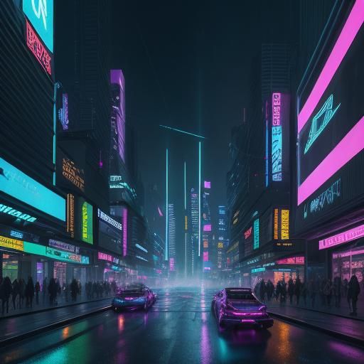 Cyberpunk Nighttime Cityscape Unveils Futuristic Marvels