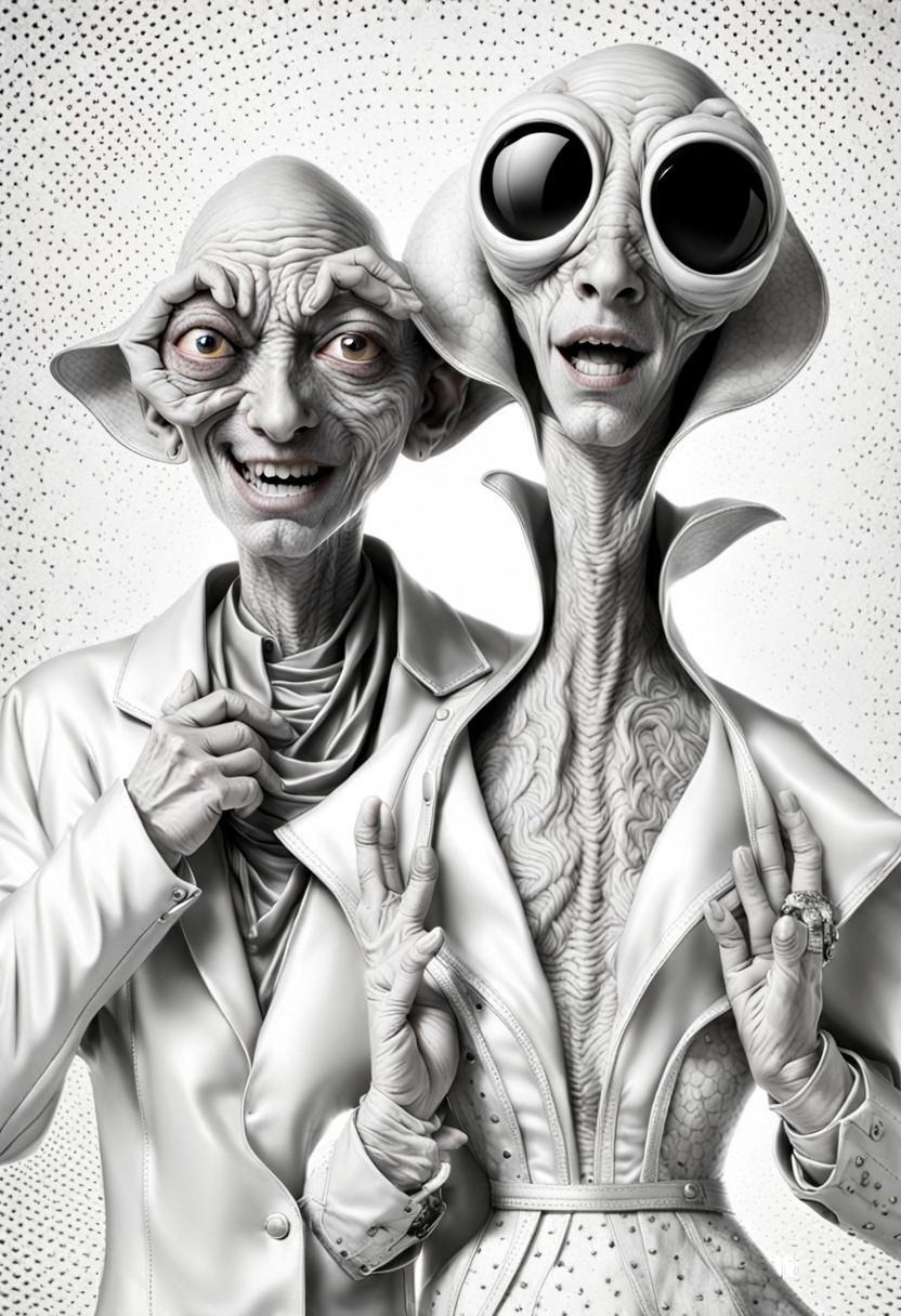 Extravagant Aliens in Couture Clothes: Photorealistic Art