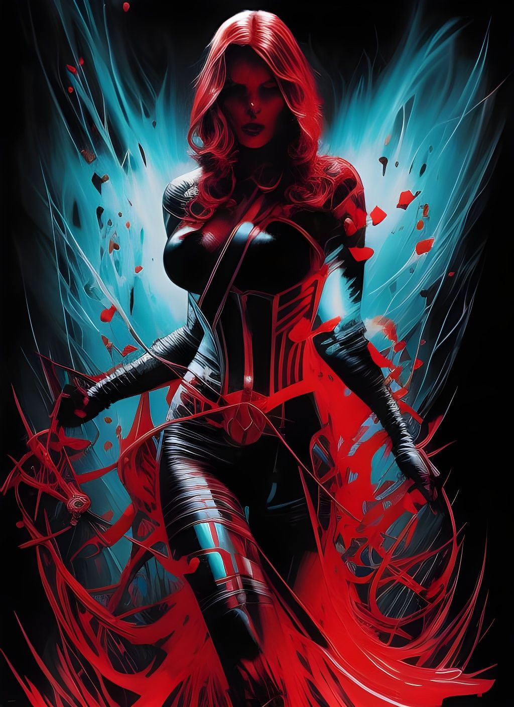 Black Widow in Red Ink Splash Art