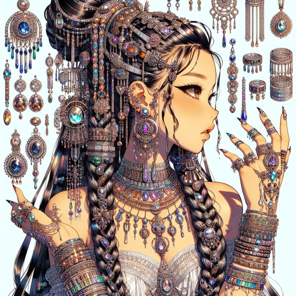 Asian Fantasy Woman With Ornate Egyptian Jewelry