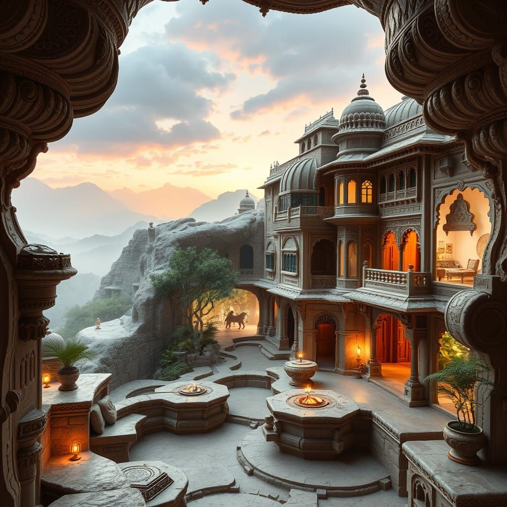 Futuristic Bundi Haveli with Seasonal Projections