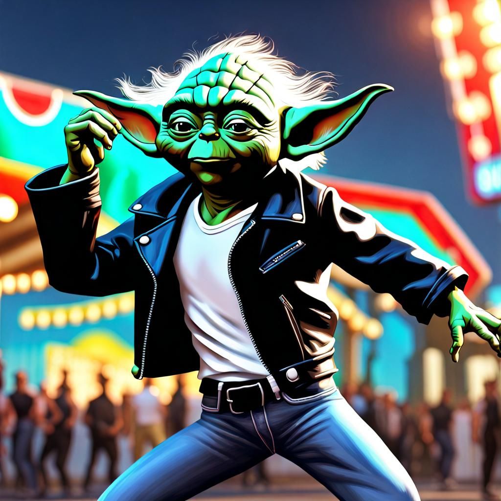 Yoda as Danny Zuko in Grease, CG Render