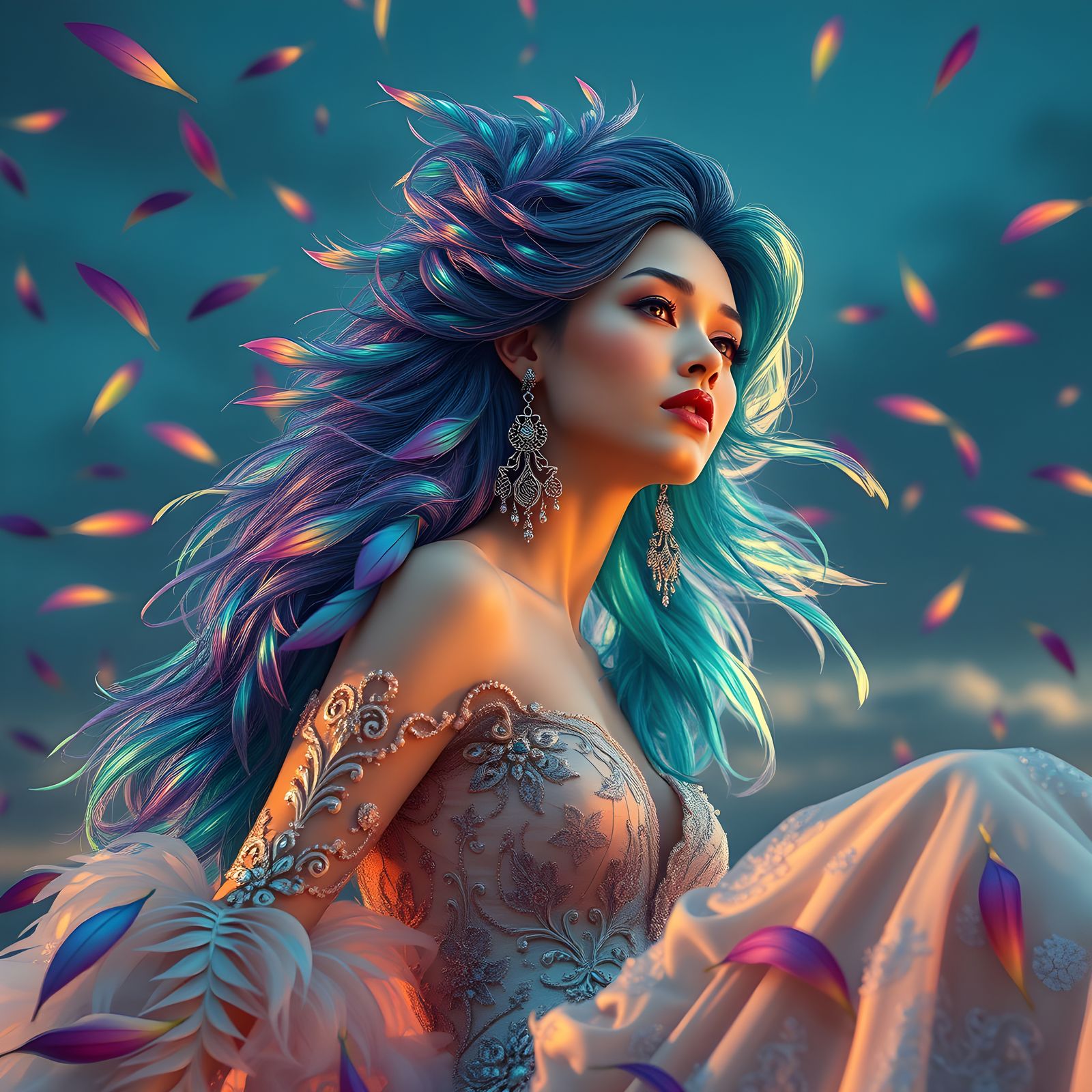 Opulent Feathered Beauty in Dusk Sky