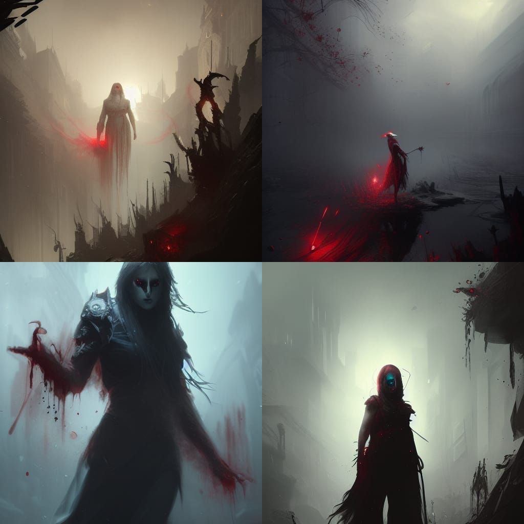 Red-Eyed Ghost in Dark Fantasy Style