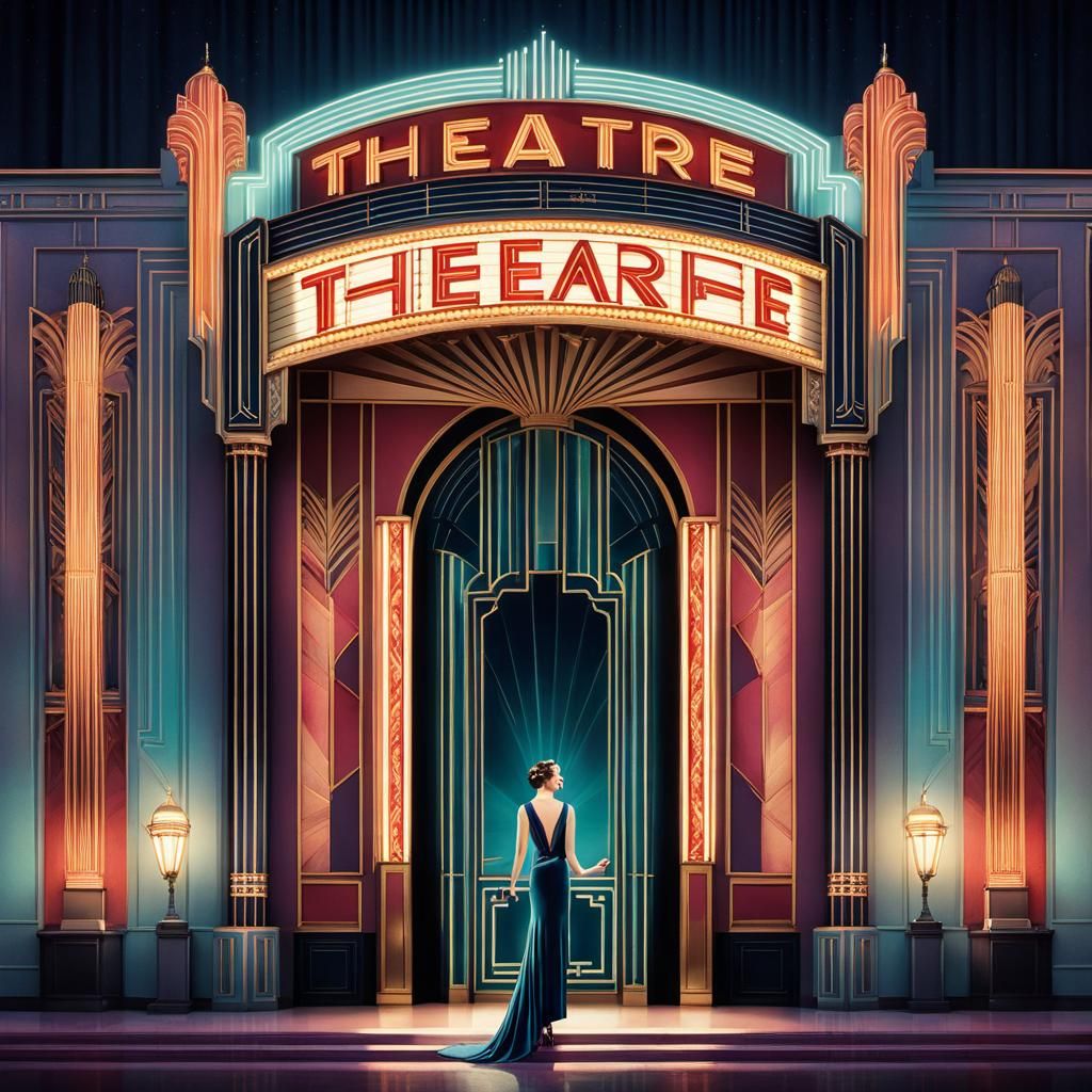 Elegant Art Deco Theatre Poster with 1920s Flair