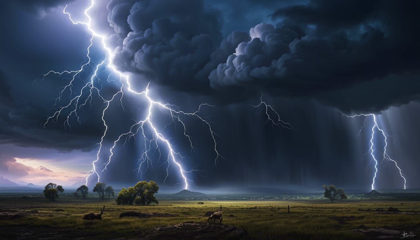 Dramatic Thunderstorm over Rocky Island Outcrop