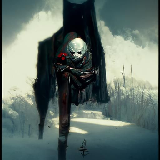 Sinister Solitude: A Lonely Figure in Dark Landscape