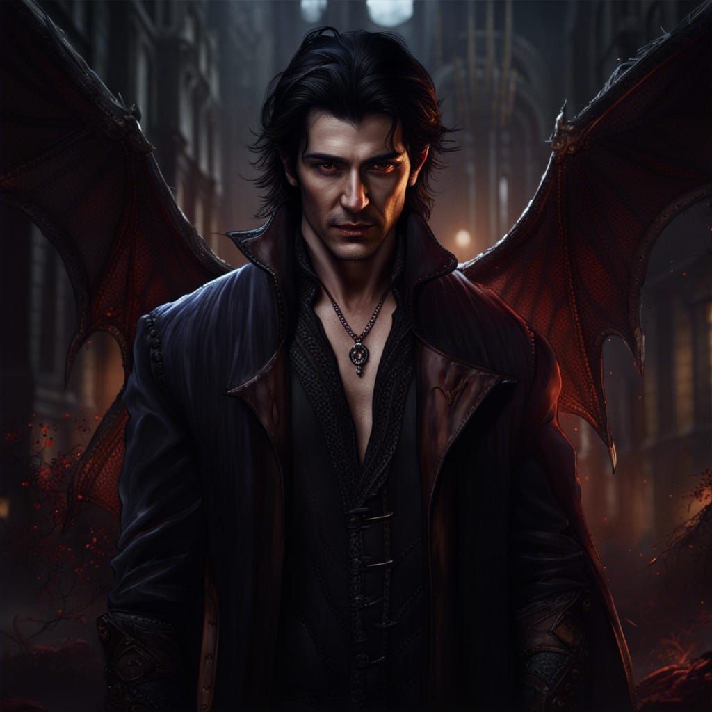 Young Vampire with Brown Eyes in Detailed Digital Art