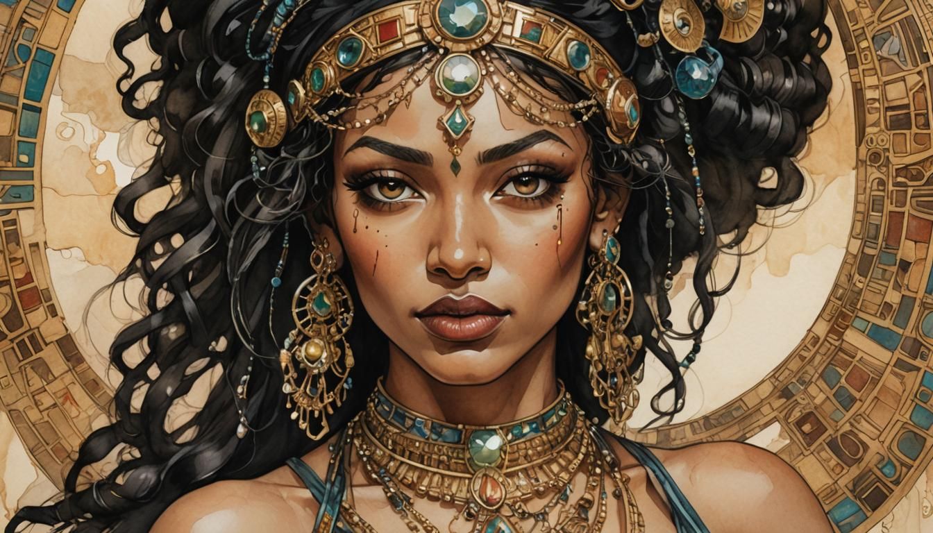 Futuristic Belly Dancer Portrait in Comic Book Style