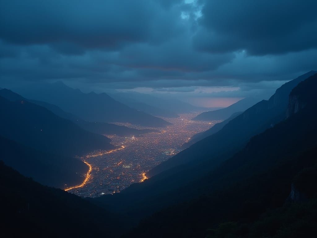 Night Aerial View of Caracas in Cinematic Style