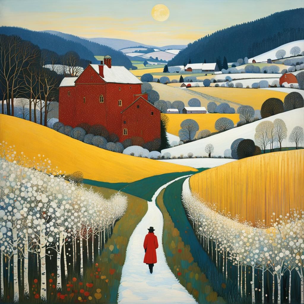 Winter Landscape: Snowy Fields in Early 20th Century Style