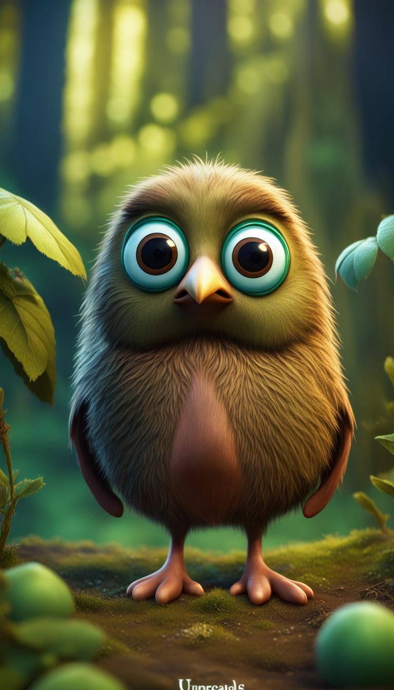 Sad Kiwi Bird in Children's Book Style