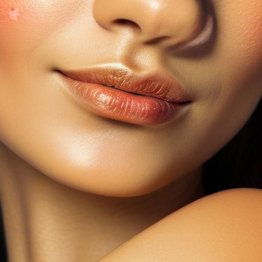 Macro Portrait of Lips in Vibrant Oil Painting