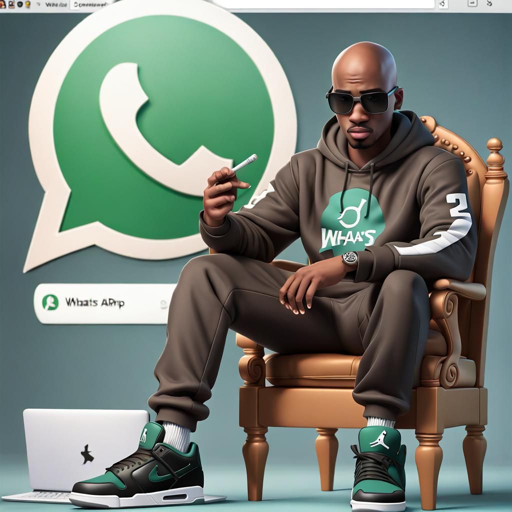 Animated Character on Throne with WhatsApp Logo