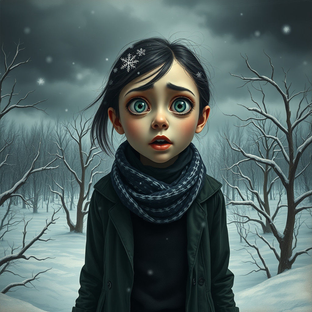 Chilling Surreal Portrait in Winter Landscape
