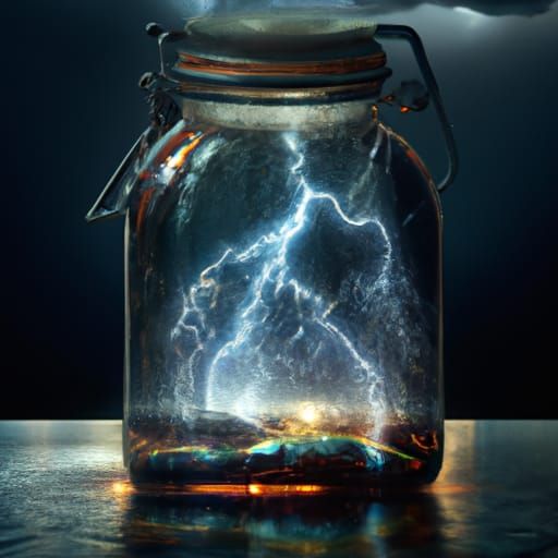 Glowing Thunderstorm in Crystal Jar: Fantasy Concept Art