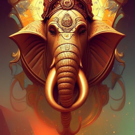 Ganesha Portrait in Hyperdetailed Style
