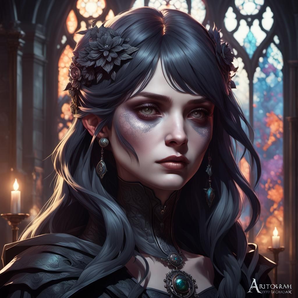 Intricate Gothic Woman Portrait in Dynamic Lighting