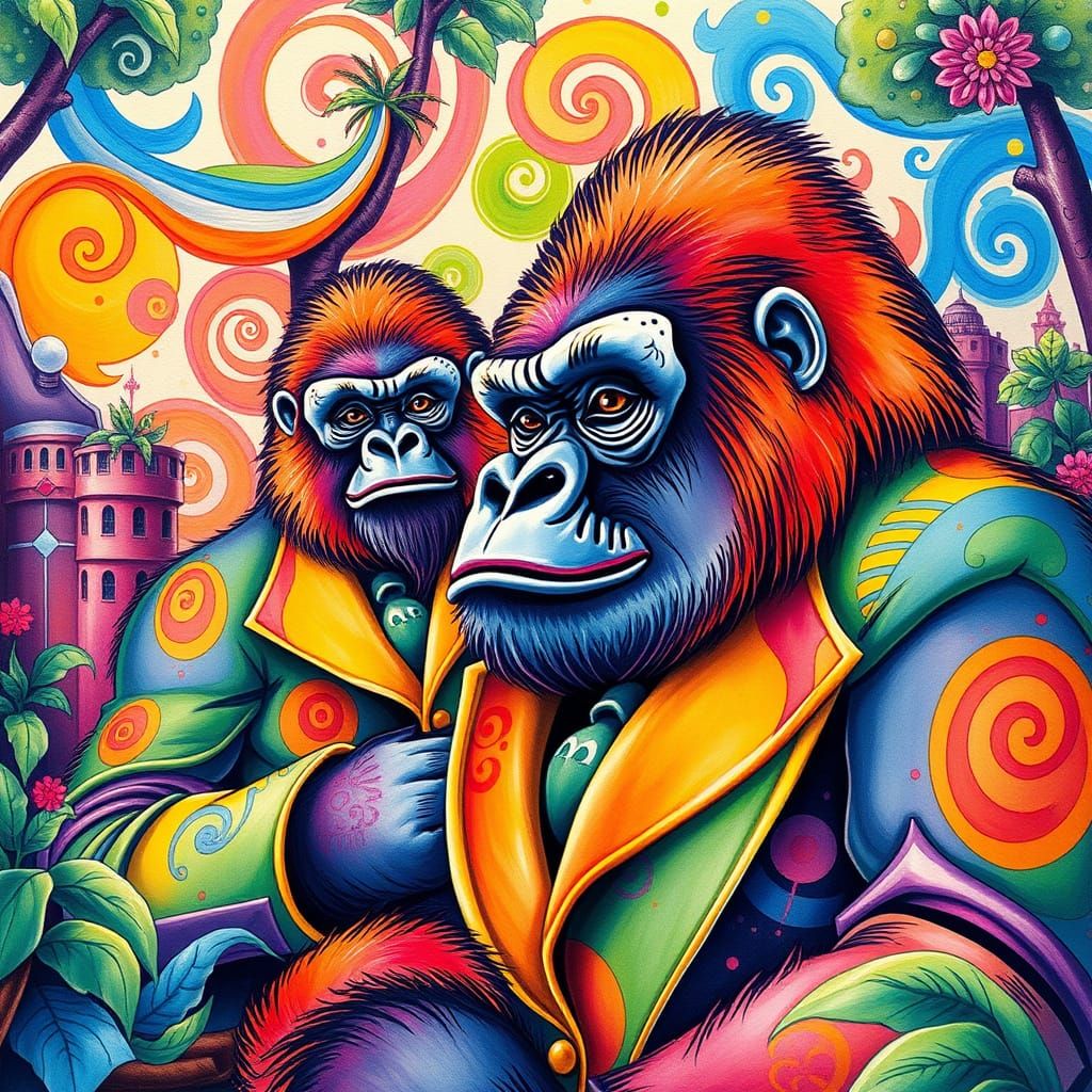 Gorillas in Guerilla Suits, Candyland Gouache Swirls
