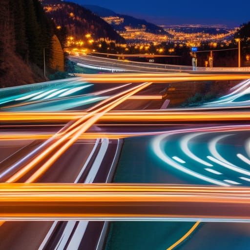 Long Exposure Highway at Night, Art Photography Style