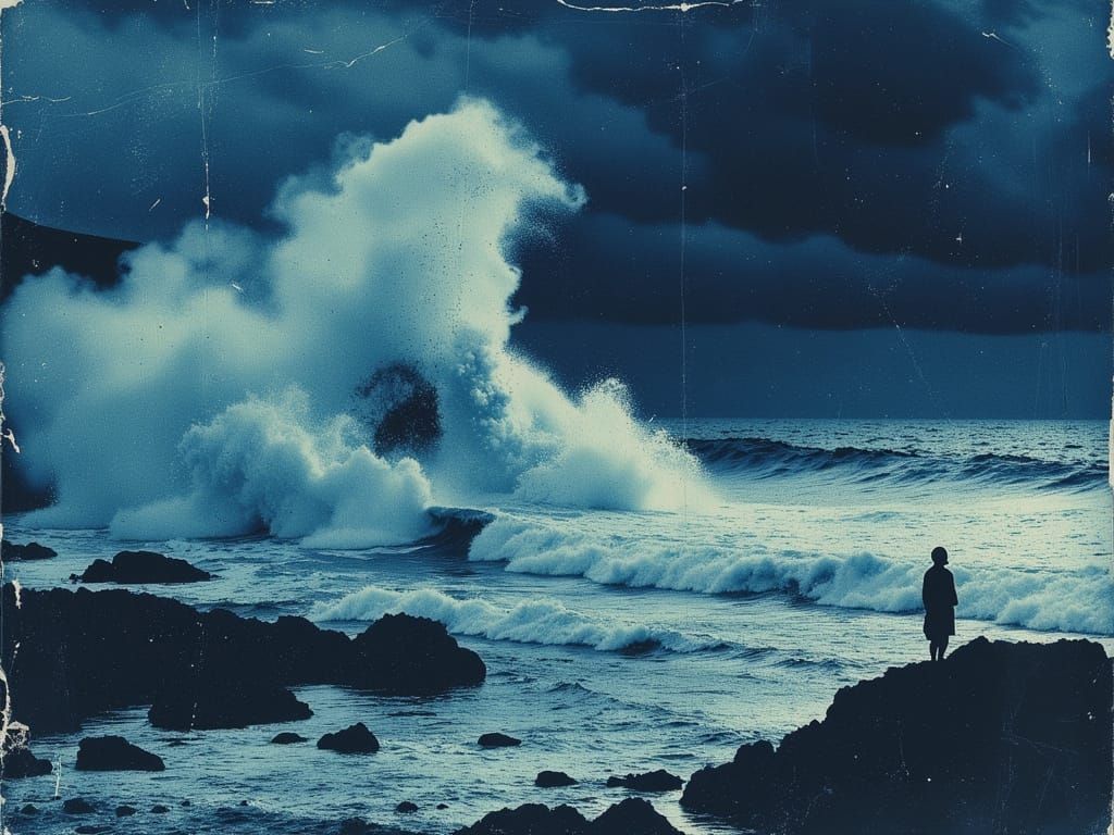 Turbulent Sea in Dark, Angry Skies