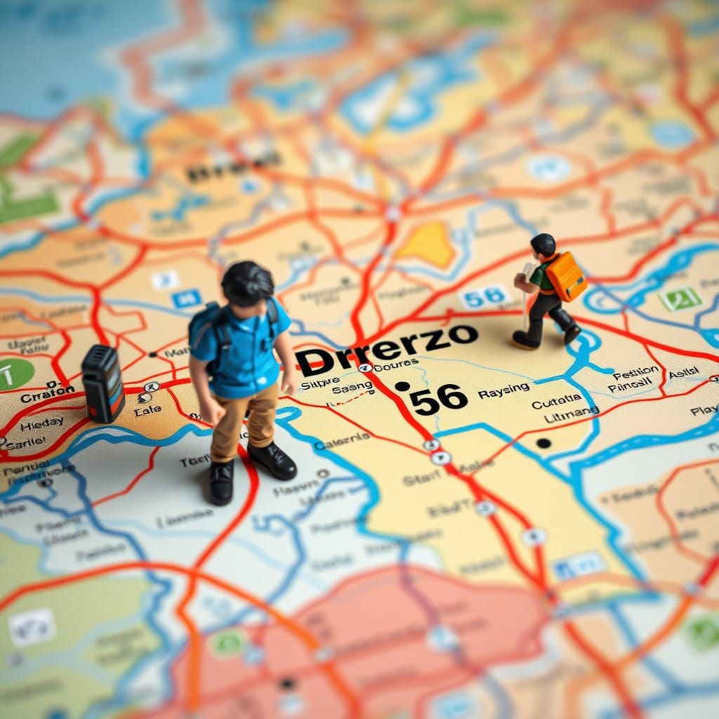 Vibrant Anime-Style Map with Adventurous Miniature Figurines