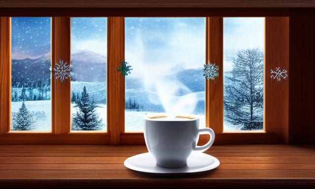 Winter Coffee: Detailed Matte Painting with Christmas Decor
