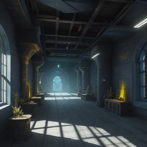 Armored Lizards Guarding Prison Cellblock in Matte Painting ...