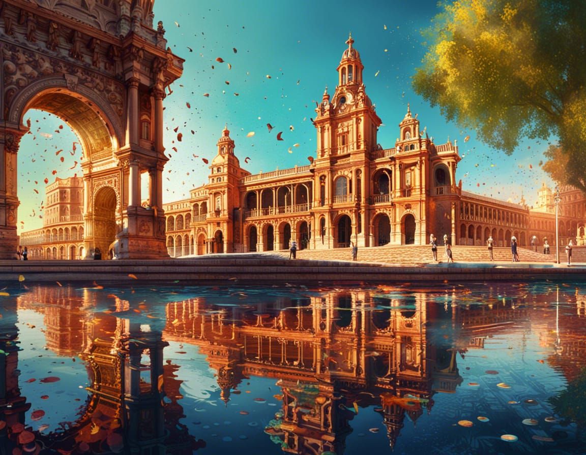 Hyperrealistic Plaza de Espana Concept Art