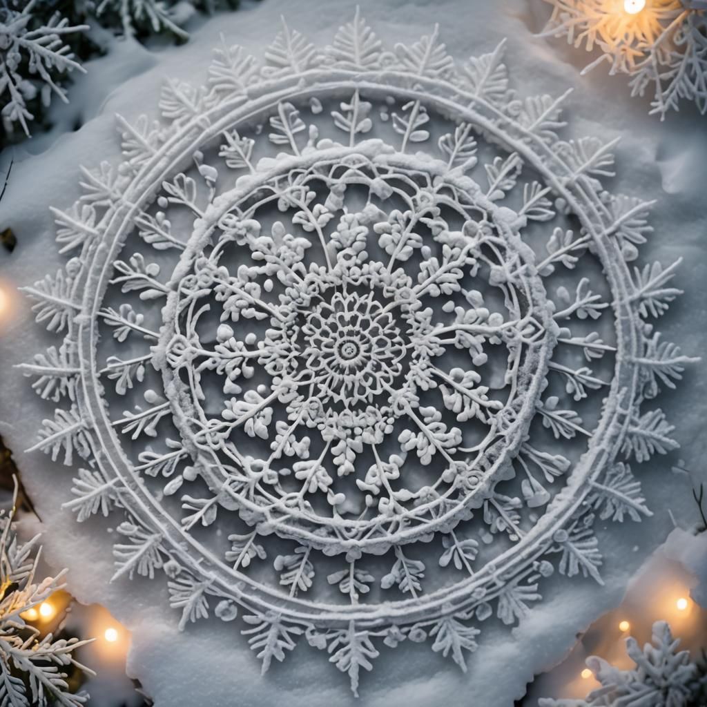 Snow Mandala in Professional Photography Style