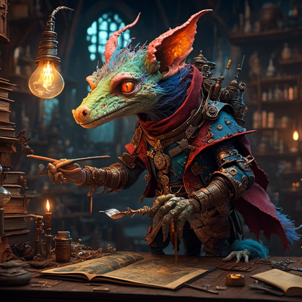 Kobold Artificer Inventor in Dark Fantasy Style
