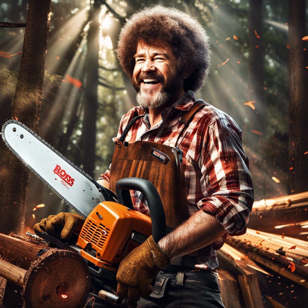 Bob Ross as Chainsaw Lumberjack, HDR Photograph