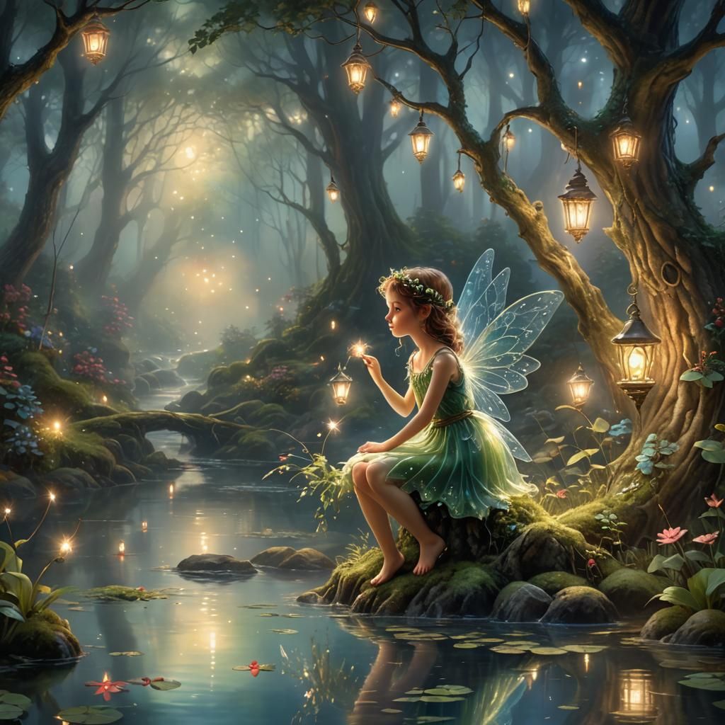 Mystic Forest Fairy with Fairy Lights