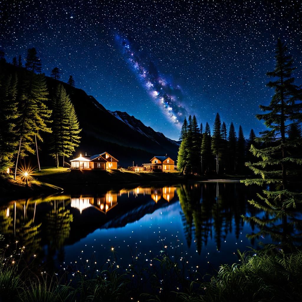 Surreal Starry Night Sky in Vivid Colors
