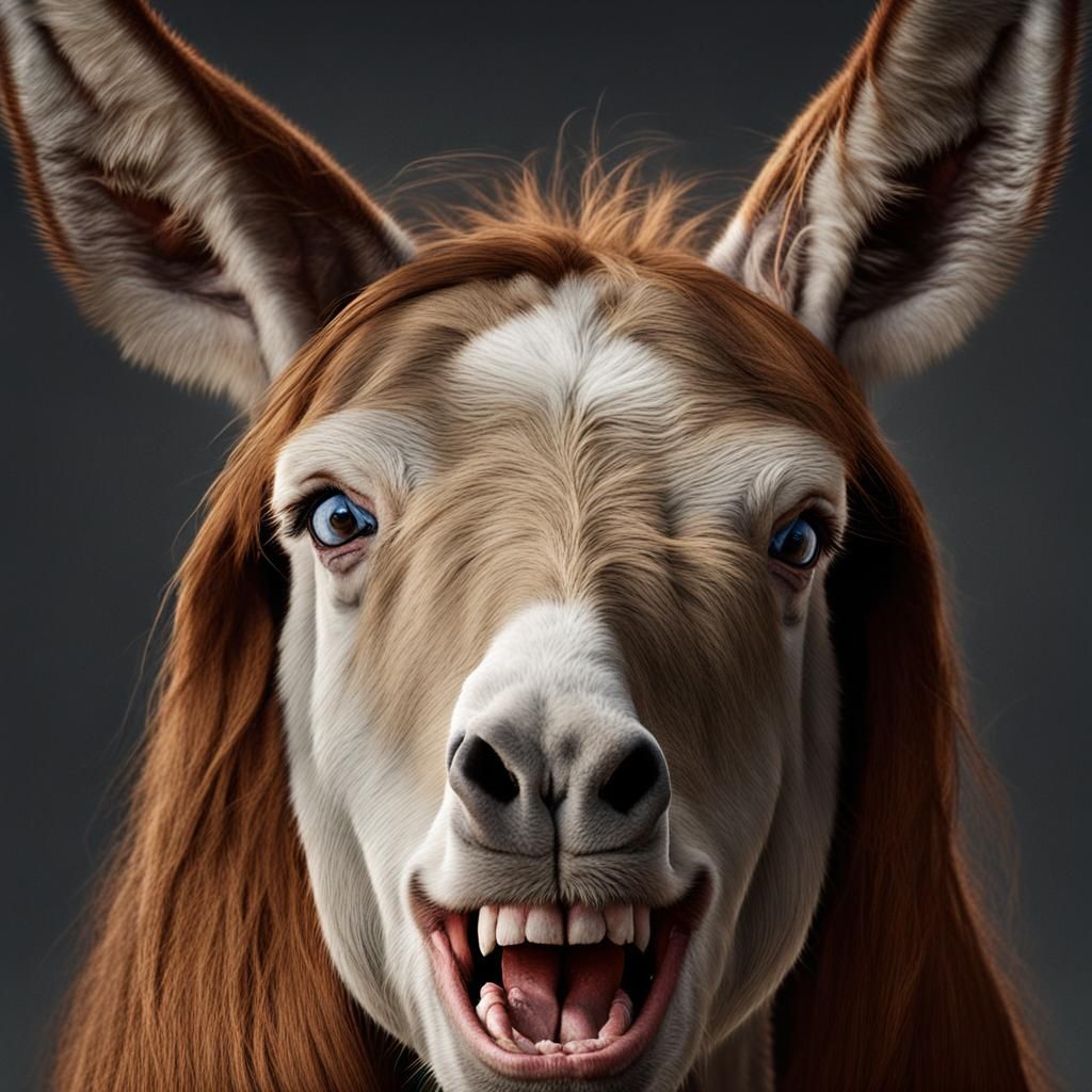 Hyperrealistic Transformation: Woman into Donkey