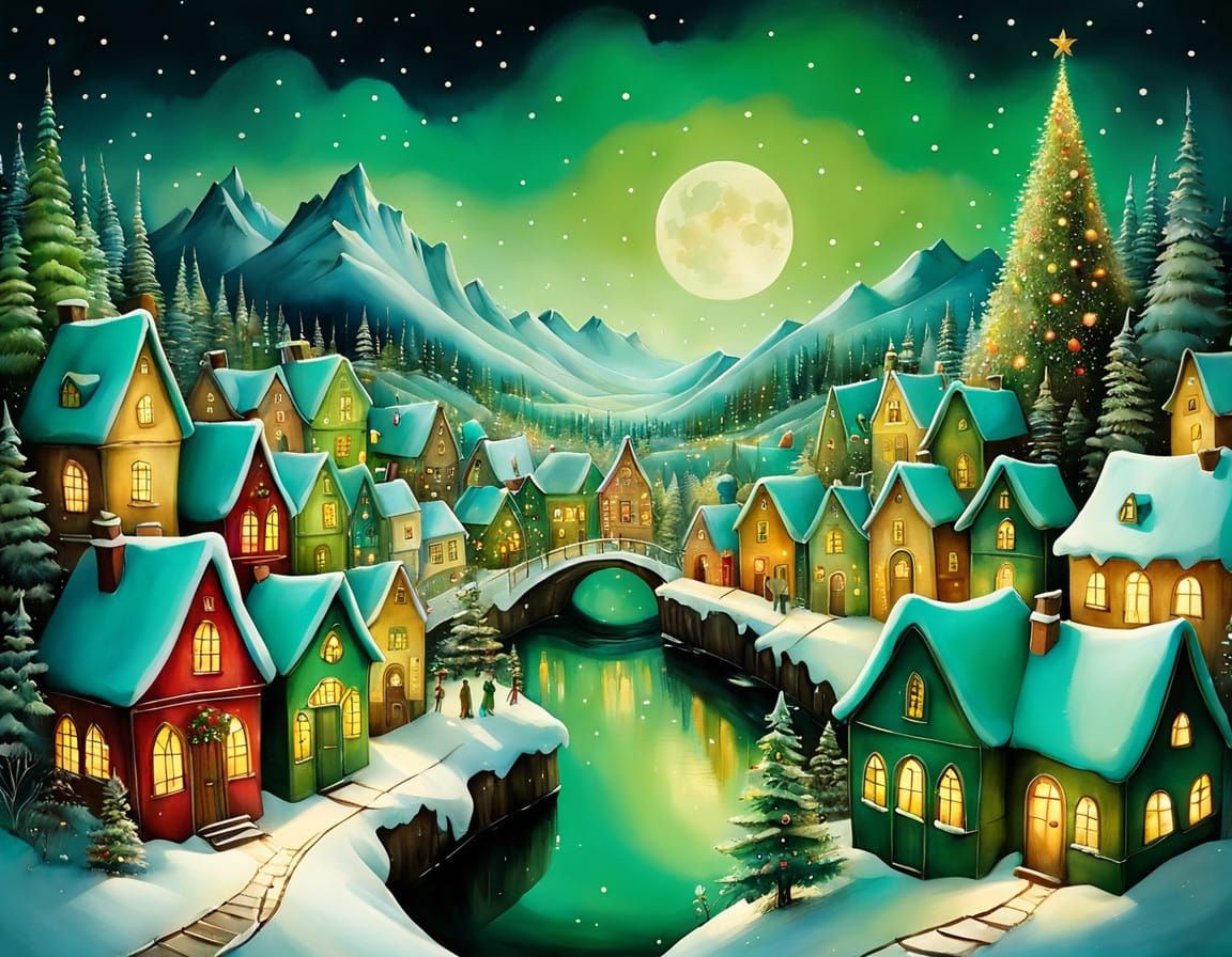 Whimsical Winter Wonderland in Sparkling Moonlight