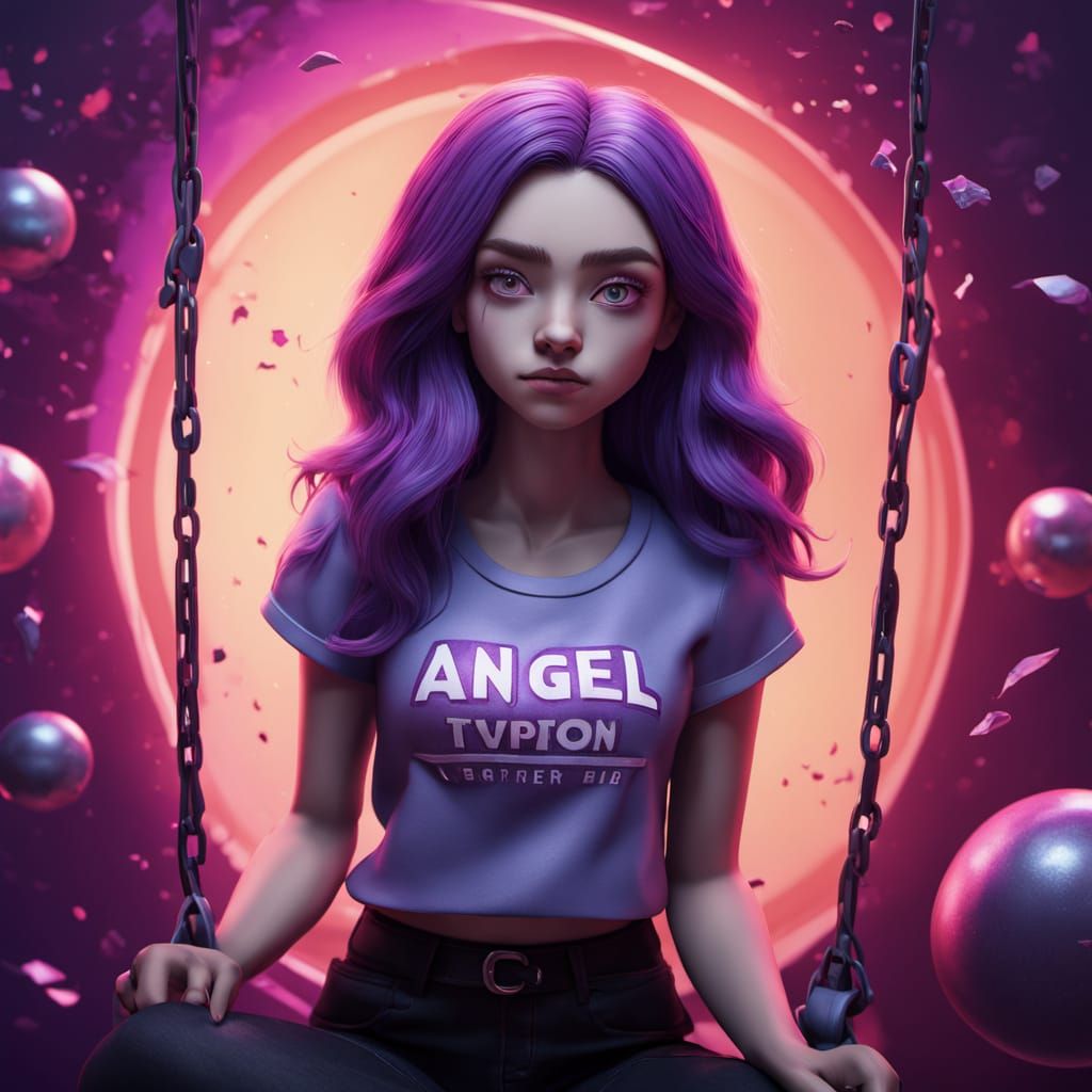 Ethereal Gothic Goddess with Violet Eyes and Ombre Hair in P...