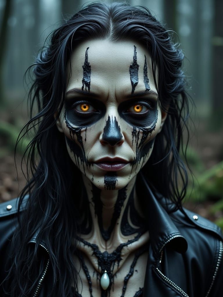 Hyper-Realistic Undead Necromancer in Dark, Creepy Witchcore...